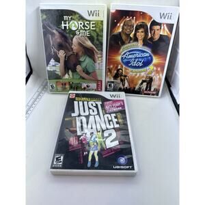 Lot 3 Nintendo Wii Games American Idol Encore Just Dance 2 My Horse And Me